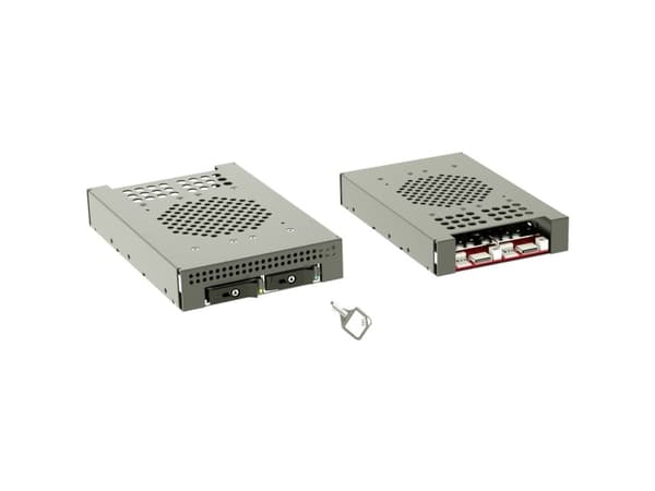 JouJye JJ-GM3-102M2-Fr Slimline SAS(SFF-8654) 1x3.5 for 2xM.2 NVMe 3,5 harddisk-monteringsramme SAS