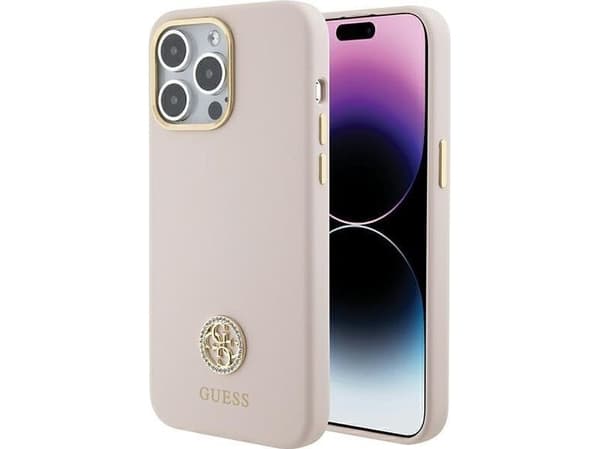 Guess GUHCP15XM4DGPP iPhone 15 Pro Max 6.7" różowy/pink kovakotelo Silikoni Logo Strass 4G