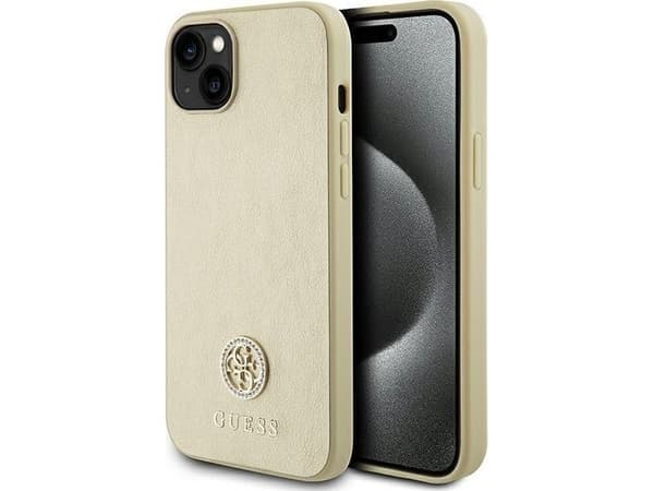 Guess GUHCP15SPS4DGPD iPhone 15 / 14 /13 6.1" gold hardcase Leather 4G Metal Logo Strass