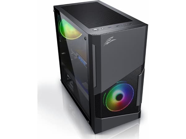 EVOLVEO M5, mATX-chassi, transparent sidopanel, svart