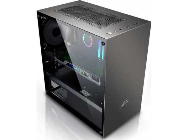 Evolveo EVOLVEO M4-deksel, mATX-deksel, 1x120 mm PWM-vifte, gjennomsiktig sidepanel, svart