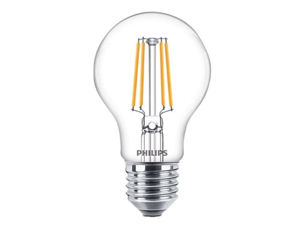 Philips - LED-filamentlyspære - form: A60 - klar finish - E27 - 4.3 W (ekvivalent 40 W) - klasse F - 2700 K (en pakke 3)