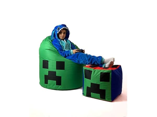 Sako taske pouffe Minecraft grøn XXL 110 x 90 cm