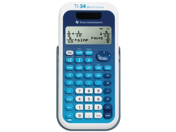 Texas Instruments TI-34 MultiView, Lomme, Vitenskaplig, 4 linjer, Solar, Blå, Hvit