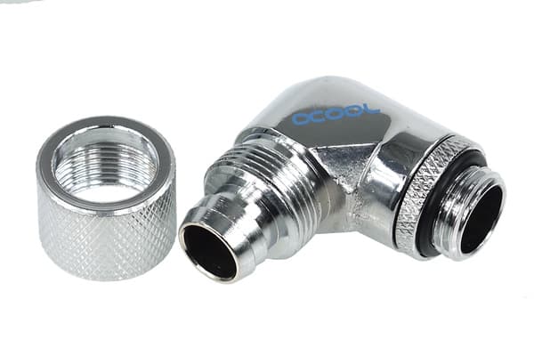 Alphacool 62367, mässing, Krom, 1/4", 90°, Hankoppling, 29 mm