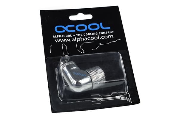 Alphacool 62367, mässing, Krom, 1/4", 90°, Hankoppling, 29 mm