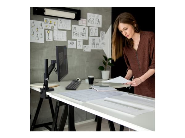 Ergotron NX - Monteringssats (vridbar arm, armuppsättning, maskinvara för tillbehör, bas, stång, pivot-fäste) - för Bildskärm - mattsvart - skärmstor