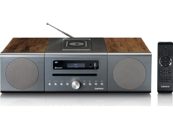 Lenco MC-175SI, Kodin mikroaudiojärjestelmä, Hopea, Puu, 1 levyt, Paikka, 40 W, 6 O Hopea, Puu