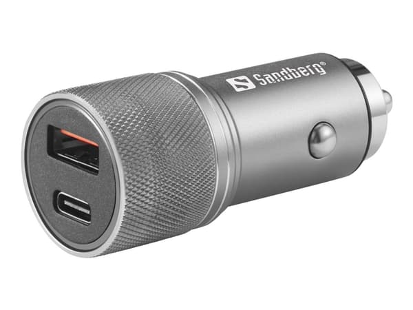 Sandberg - Bilstrømadapter - 48 watt - 3 A - QC 3.0 - 2 utgangskontakter (USB, 24 pin USB-C)