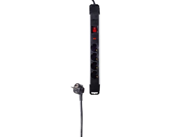 shiverpeaks BS09-20145, Grunnleggende, Aluminium, Sort, 4 AC-utganger, 1,5 m, 230 V Sort
