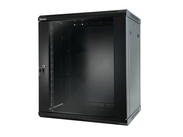Televes MSR1915B, Veggmonterbar hylle, 17U, 60 kg, Nøkkellås, 33 kg, Sort