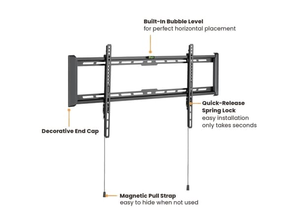 Value 17.99.1224, 109,2 cm (43"), 2,29 m (90"), 200 x 200 mm, 800 x 400 mm, Metall, Sort