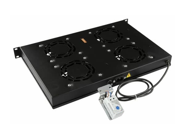 Lanview by Logon - Viftemodul - 4 fans, analog thermostat - med analog thermostat - rackmonterbar - svart - 1U - 19"