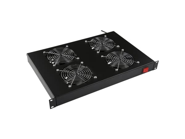 Lanview by Logon - Viftemodul - 4 fans, analog thermostat - med analog thermostat - rackmonterbar - svart - 1U - 19"