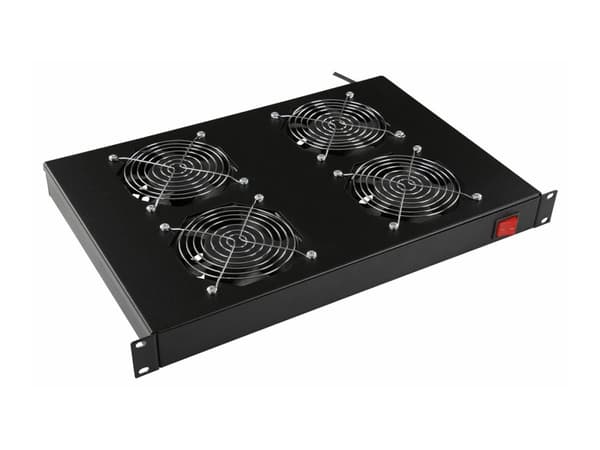 Lanview by Logon - Viftemodul - 4 fans, analog thermostat - med analog thermostat - rackmonterbar - svart - 1U - 19"