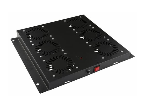 Lanview by Logon - Viftemontering for racktakssamling - analog controlled - med 6 kjølevifter, termostat - svart, RAL 9005 - 1U