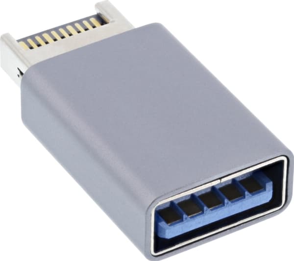 InLine 33446O, USB 3.2 Gen 2 (3.1 Gen 2), Hankoppling, Grå, Hankoppling, Honkoppling, Rak