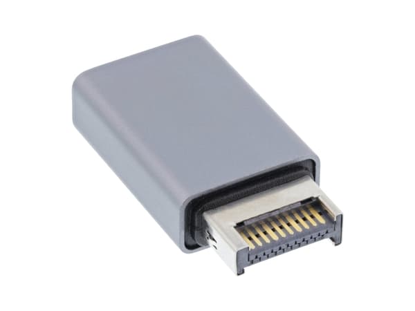 InLine 33446O, USB 3.2 Gen 2 (3.1 Gen 2), Hankoppling, Grå, Hankoppling, Honkoppling, Rak