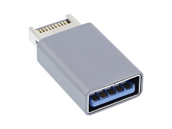 InLine 33446O, USB 3.2 Gen 2 (3.1 Gen 2), Hankoppling, Grå, Hankoppling, Honkoppling, Rak