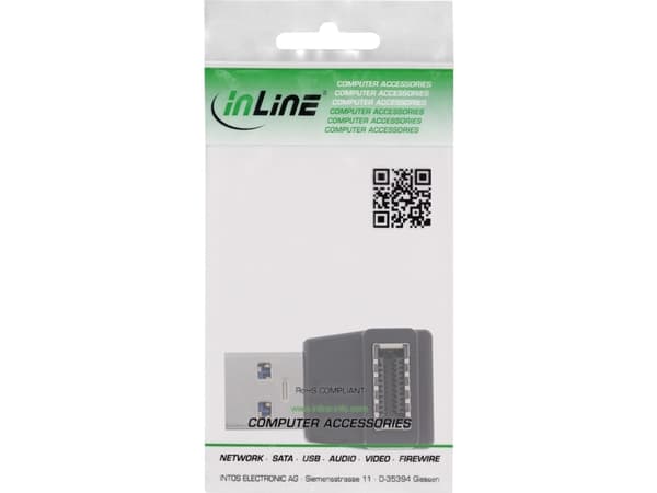 InLine 33446M, USB 3.2 Gen 2 (3.1 Gen 2), Honkontakt, Svart, Honkontakt, Hankontakt, Vinklad