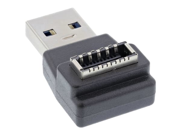 InLine 33446M, USB 3.2 Gen 2 (3.1 Gen 2), Honkontakt, Svart, Honkontakt, Hankontakt, Vinklad