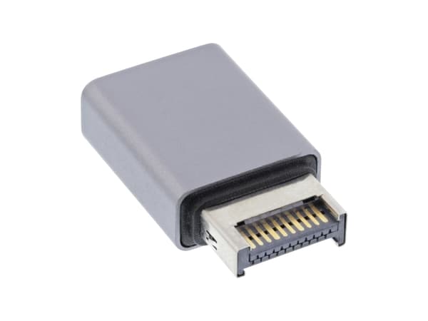 InLine 33446P, USB Type-C, Hankoppling, Grå, Hankoppling, Honkoppling, Rak