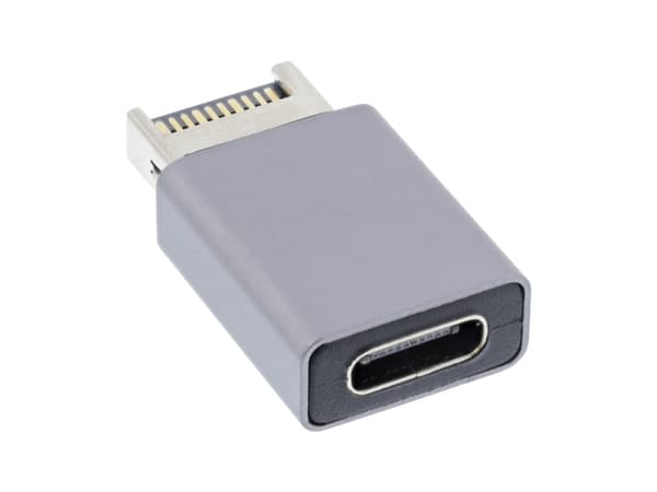 InLine 33446P, USB Type-C, Hankoppling, Grå, Hankoppling, Honkoppling, Rak Grå
