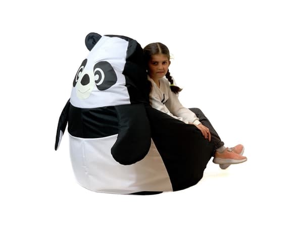 Sako taske pouffe Panda sort og hvid L 105 x 80 cm