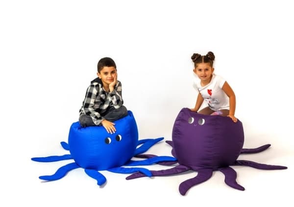 Octopus blå Sako taske pouffe L 80 x 80 cm