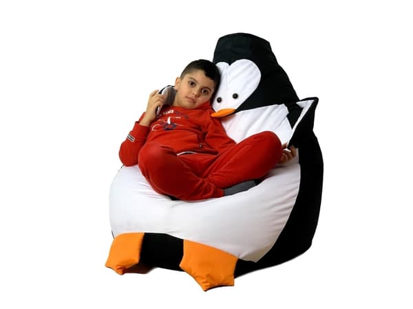 Sako taskepuf Penguin sort og hvid XL 130 x 90 cm