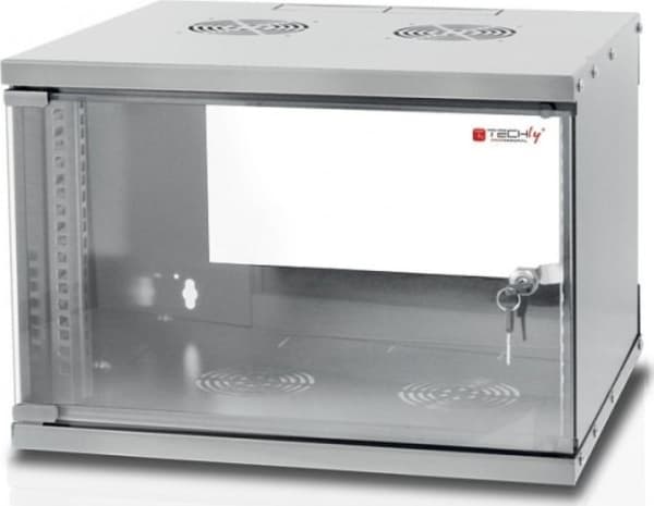 Techly I-CASE EL-1009G32, Väggmonterad rack, 9U, 50 kg, Knapplås, 14,7 kg, Grå