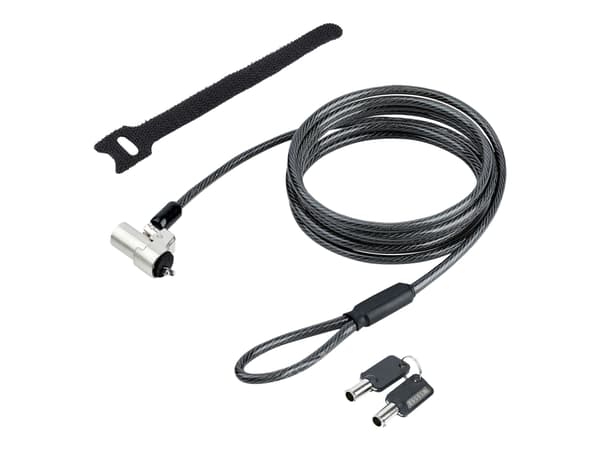 StarTech.com NBLWK-LAPTOP-LÅS, 2 m, Noble, 2 nycklar, Plast, Stål, Svart, Silver