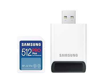 Samsung PRO Plus MB-SD512SB - Flash-minneskort - 512 GB - Video Class V30 / UHS-I U3 / Class10 - SDXC UHS-I - vit
