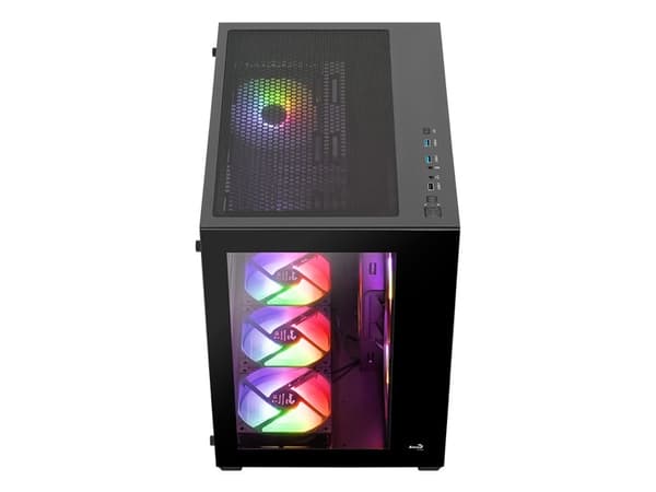 Aerocool Dryft V2 - - genomskinlig sidopanel (härdat glas) - ingen strömförsörjning - USB/ljud