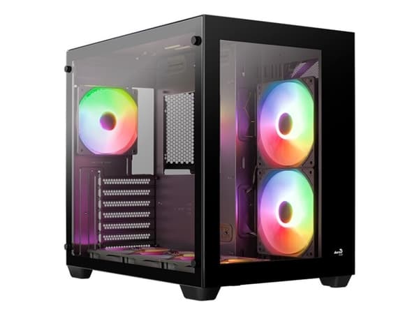 Aerocool Dryft V2 - - genomskinlig sidopanel (härdat glas) - ingen strömförsörjning - USB/ljud Svart