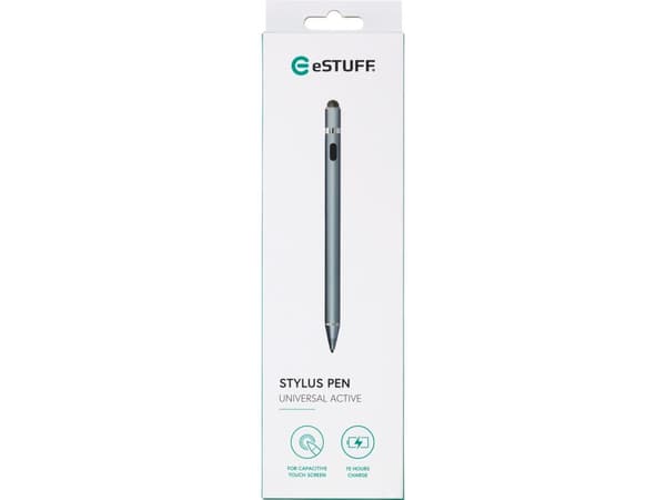 eSTUFF - Aktiv penna - universal - kapacitiv - Bluetooth - grå - detaljhandelsförpackning