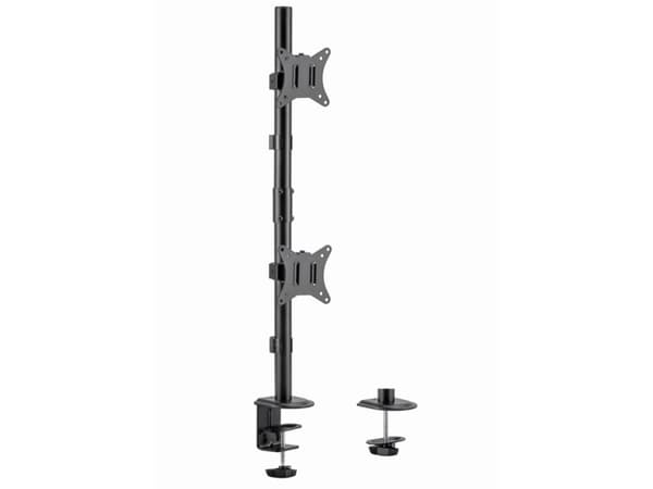 Gembird MA-D2-02 - Monteringssett (skrivebordsmontering, clamp 10-85 mm, grommet mount 10-40 mm) - for 2 skjermer - stål, plastikk - svart - skjermst