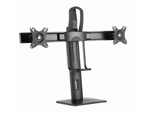 Gembird MS-D2-01 - Monteringssett (2 VESA-adaptere, sokkelplate, stativhus, armbøyle) - landskap/portrett - for 2 skjermer - høydejusterbar - alumini