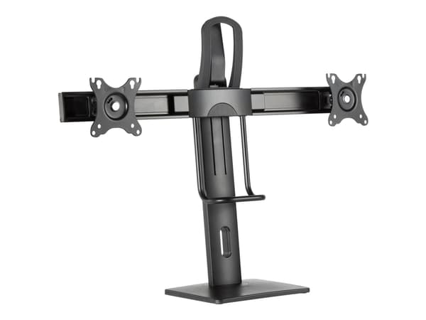 Gembird MS-D2-01 - Monteringssett (2 VESA-adaptere, sokkelplate, stativhus, armbøyle) - landskap/portrett - for 2 skjermer - høydejusterbar - alumini Sort