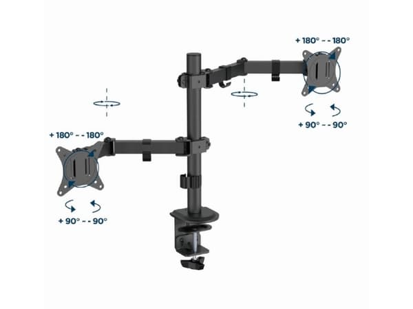 Gembird MA-D2-03 - Monteringssett (dual arm monitor mount) - justerbar - for 2 LCD-skjermer - stål, plastikk - svart - skjermstørrelse: 17"-32" - skr