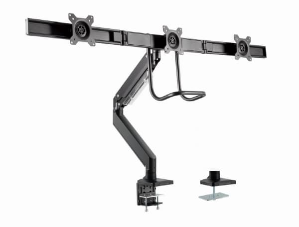 Gembird MA-DA3-03 - Monteringssett (skrivebordsmontering) - justerbar arm - for 3 skjermer - aluminium, stål, plastikk - matt svart - skjermstørrelse