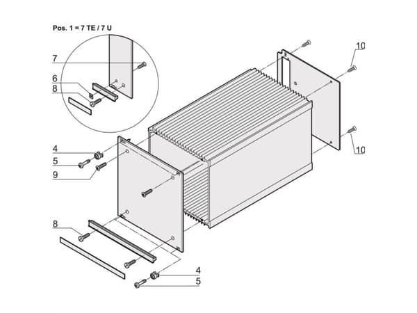 Schroff 21100105 19 tuumaa Asennusmateriaali
