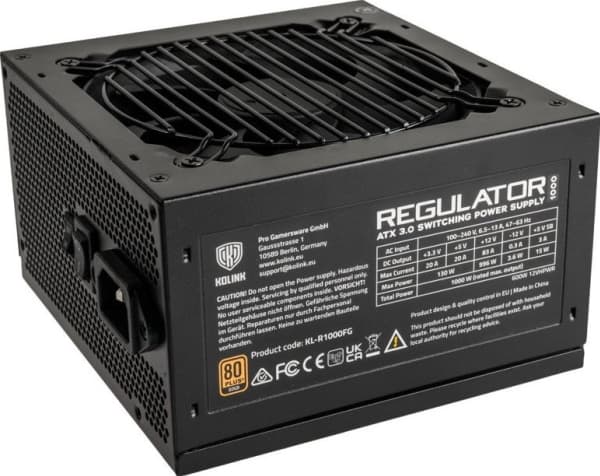 Kolink Regulator 80 PLUS Gold strømforsyning, ATX 3.0, PCIe 5.0, modulær - 1000 watt (KL-R1000FG)