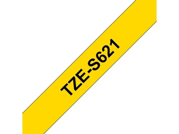 Brother TZS621 - Musta keltaisella - Rulla (0,9 cm x 8 m) laminoitu teippi - P-Touch PT-1080, 1090, 1230, 1290, 18, 2030, 2430, 2730, 3600, 7100, 970