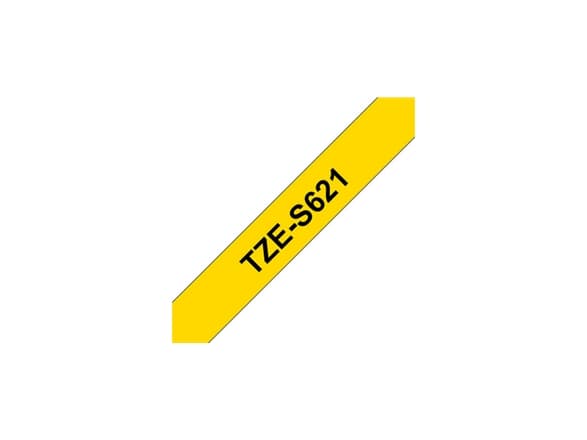Brother TZS621 - Musta keltaisella - Rulla (0,9 cm x 8 m) laminoitu teippi - P-Touch PT-1080, 1090, 1230, 1290, 18, 2030, 2430, 2730, 3600, 7100, 970