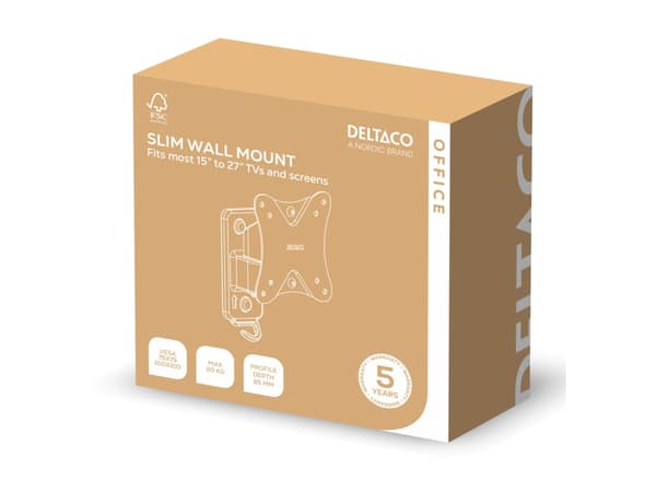 DELTACO - Monteringssats (väggfäste) - Smal - för LCD-display - tilt, swivel, level, VESA - svart - skärmstorlek: 13"-27"