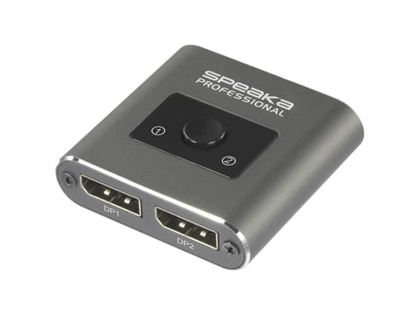 SpeaKa Professional SP-BDS-250 2 porte DisplayPort-switch UHD 8K @ 60 Hz, UHD 4K @ 120 Hz