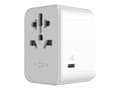 Pikkukuva 1 / 4: Kiinnitetty Kiinnitetty | Voyager World Adapter | FIXCT30-1C2A-WH | USB-A/USB-C | Matkasovittimet | Matkasovittimet