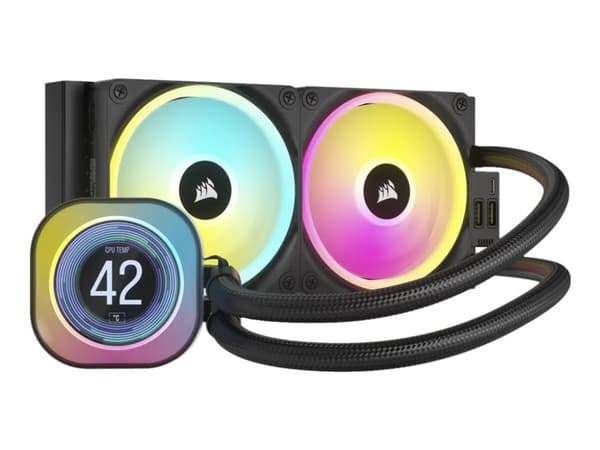 Corsair iCUE Link LCD H100i RGB - Prosessorin nestejäähdytysjärjestelmä - Jäähdyttimen koko: 240 mm - (seuraaville: LGA1156, LGA1155, LGA1150, LGA115 musta