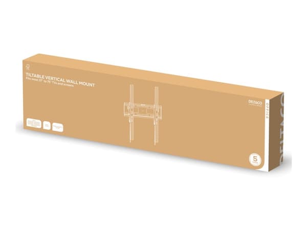 DELTACO - Monteringssett (veggmontering) - tippbar - for LCD-display / bøyd LCD-display - vertical - svart - skjermstørrelse: 37"-75"